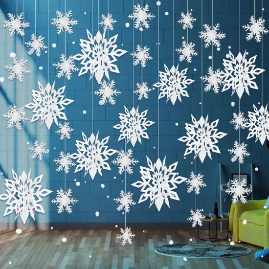24PCS Snowflake Garland Christmas Decorations (Antique White 24) {1}