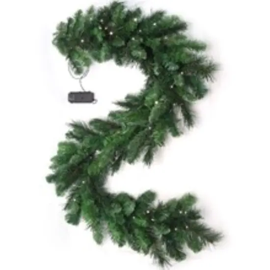 4PC Pre-Lit Christmas Garland 6' Artificial Pine - 120 Tips, 12" Wide with 75 Battery-Powered LED Lights {1}