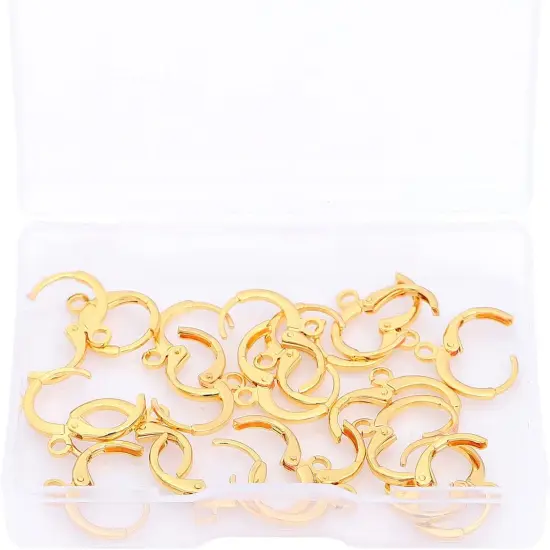 18K Gold Plated Earring Hooks Round 12mm 20pcs {4}