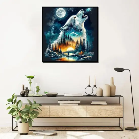 5D Forest Wolf Diamond Art Kits for Adults {3}