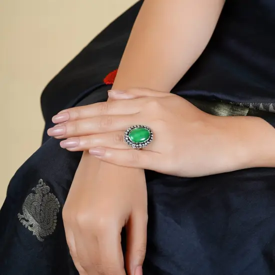 Zodiac Ring with Oxidised Plating Women Rings Open Wrap Finger Rings Adjustable Indian Bollywood Jewelry Antique Vintage Knuckle Boho Jewelry for Women - Gift for Her PINK {4}