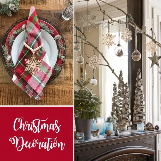 12pcs Wooden Snowflakes Decorations {5}