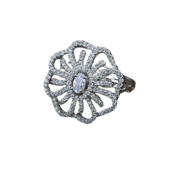 Women&rsquo;s Stone Rings American Diamond Crystal Ethnic Ring for Indian and Pakistani Wedding Brides Jewelry Valentine&rsquo;s Day Gifts for Her Party Wear Jewelry for Women Adjustable Ring {1}