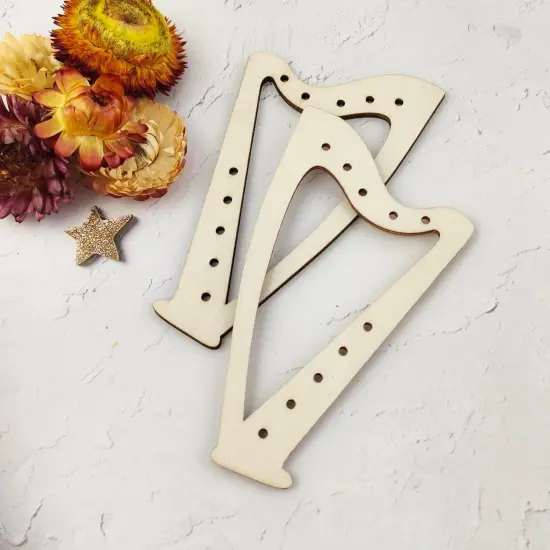 30 Pack 4 Inch Wood Harp Cutouts Unfinished Wooden Harp Hanging Ornaments {4}
