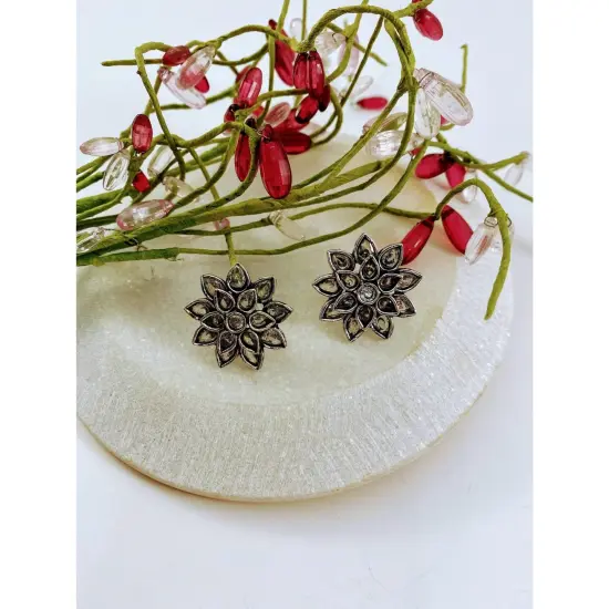 Indian Flower Stud Earrings For Women - Faux Pearl Tassel Round Earrings Small Tops Earring Bollywood Style Dangle Earring Boho Chandelier Jhumki Jewelry for Bride - Birthday Gift for Her {4}