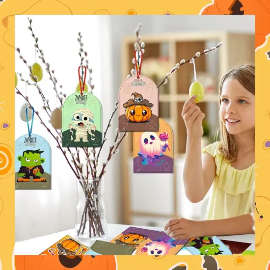 DIY Halloween Stickers Make A Face Scenes Craft Ornament {2}