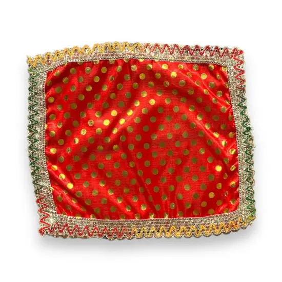 Cloth Pooja Mat Aasan Silk Mix Fabric Cloth for God Goddess Idol Puja Asan Mandir Temple Home Decor Base Chowki Asana Indian Festival Diwali Decoration Housewarming Gift Mata Ki Chunri {5}