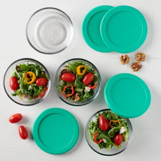 Set of 4 - 2 Cup Glass Food Storage Containers with Lids (Mixed Blue) {3}
