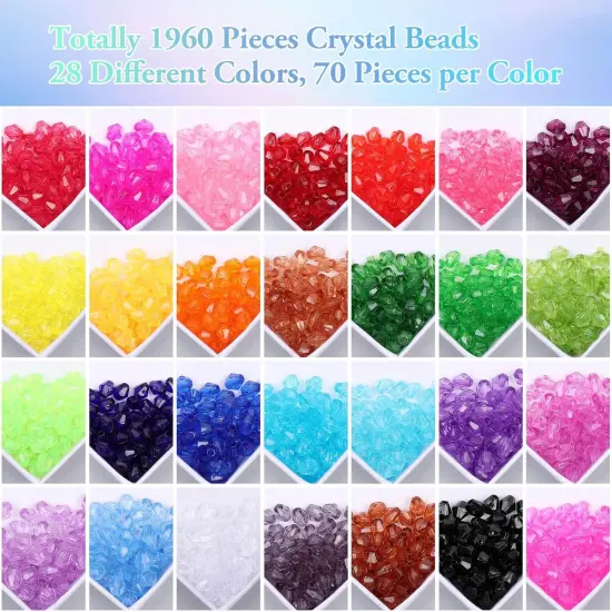 6 mm - 1960Pcs Crystal Beads for Jewelry Making, Assorted 28 Colors {2}