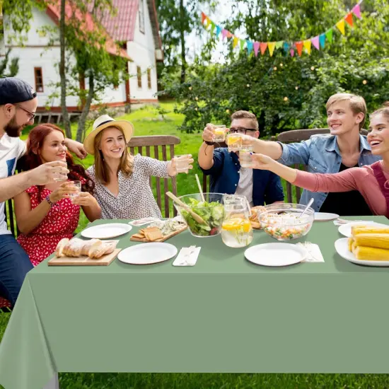 16 Pack Sage Green Plastic Tablecloth {4}