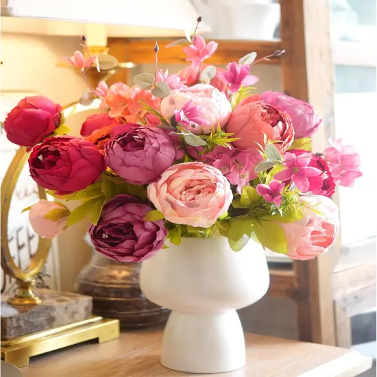 Artificial Peonies & Hydrangeas Bouquet &ndash; Silk Floral Centerpiece for Wedding & Home Decor {7}