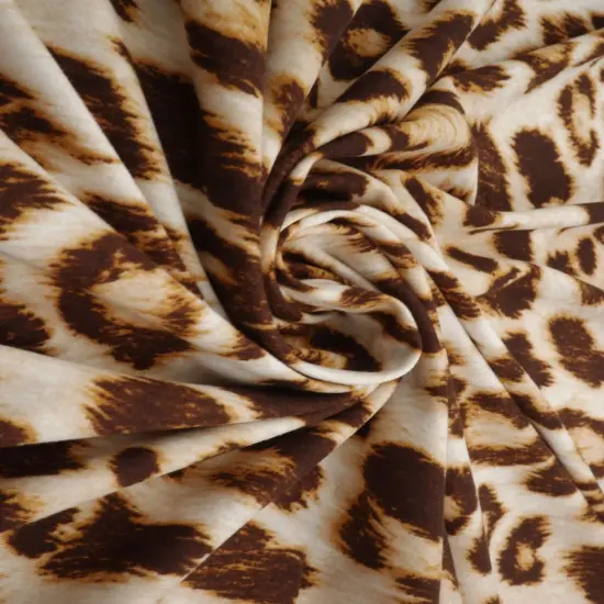 Taupe Animal Print DTY Brushed Knit Fabric 1 Yard Soft Stretch Lightweight 58/60" Wide {1}