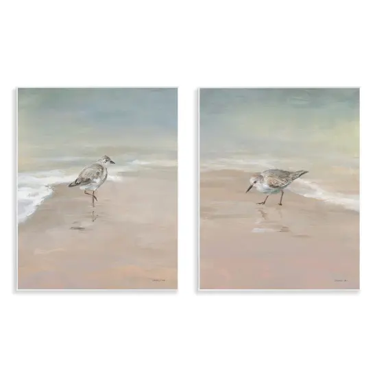 Stupell Industries Shorebirds on the Sand 2pc Wall Plaque Set By Danhui Nai {1}