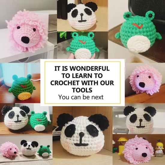 Crochet Kit for Beginners - Crochet Start Kit with Step-by-Step Video Tutorials - Learn to Crochet Kits for Adults and Kids - Panda, Frog, Hedgehog {2}