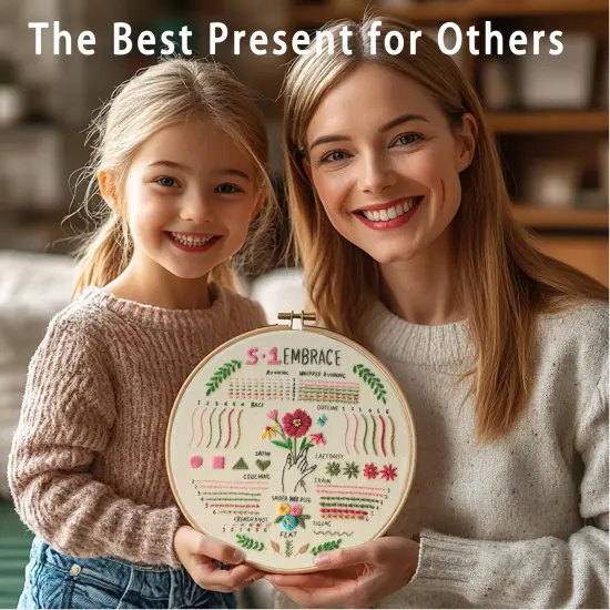 3 Sets Embroidery Kit for Beginners, 37 Embroidery Stitch Kits Adults Beginner with Embroidery Patterns, Punch Needle Point Kits Adults Including Embroidery Supplies and Instruction Video {3}