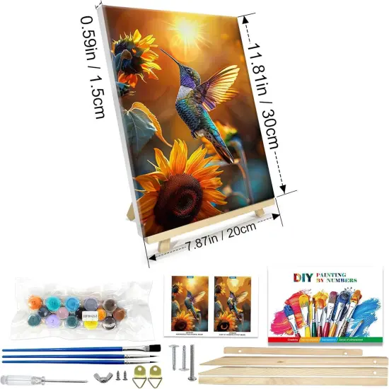 Paint by Numbers Kit for Adults with Frame, Hummingbird Paint by Number with Easel, DIY Hummingbird Oil Painting by Numbers, Adult Paint by Number Kits Framed Canvas for Wall Decor {2}