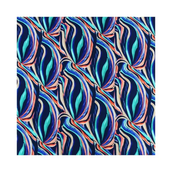 Orange and Navy Swirls Printed Spandex {3}