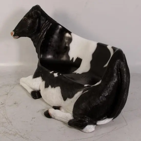 Holstein Cow Bench Life Size Statue {5}