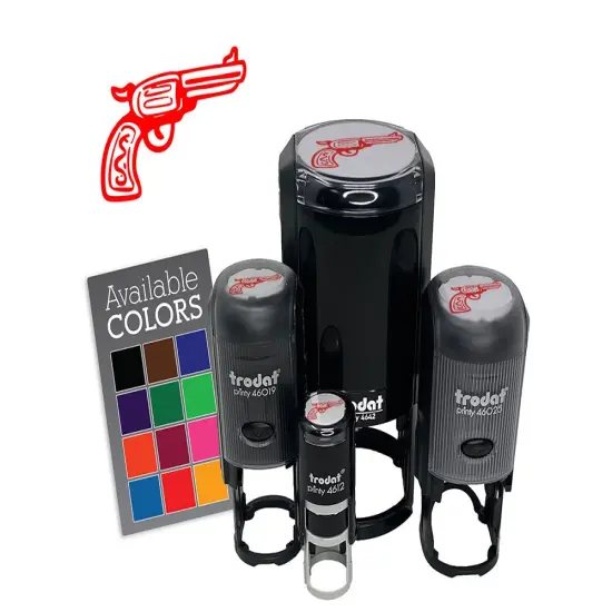Cowboy Western Gun Revolver Handgun Self-Inking Rubber Stamp Crafting Planners Blue {7}