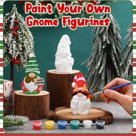 3 Pack Christmas Winter Gnome Ready to Paint Your Own Gnome Statues, {4}