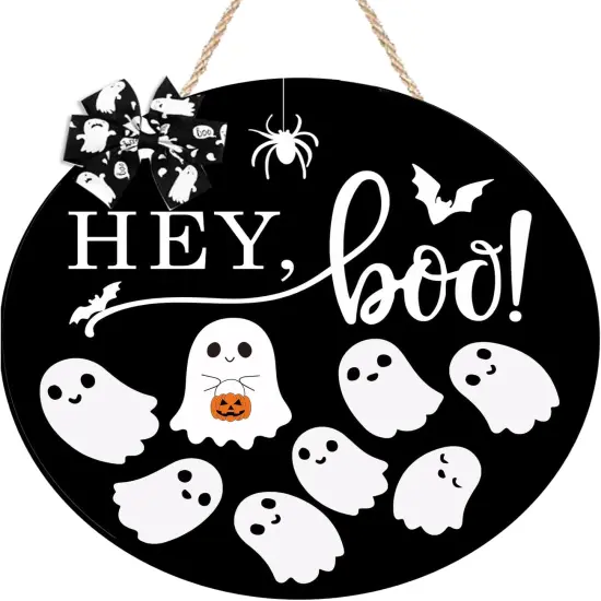 Halloween Door Sign Decorations Ghost Wreath {1}