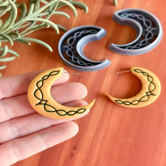 CELTIC MOON HOOP SET | IRISH ST PATRICKS DAY | CLAY CUTTERS {2}