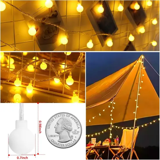 2-Pack Battery Operated LED Globe String Lights - 52FT, 120LEDs {2}