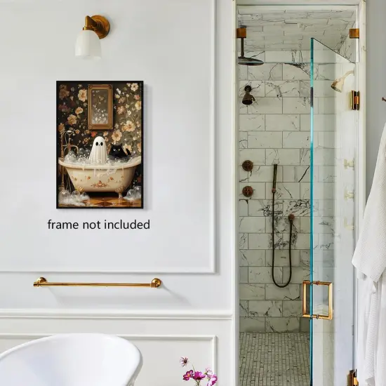 Cute Halloween Bathroom Canvas Wall Art - 12x16 Inch (Unframed) {4}