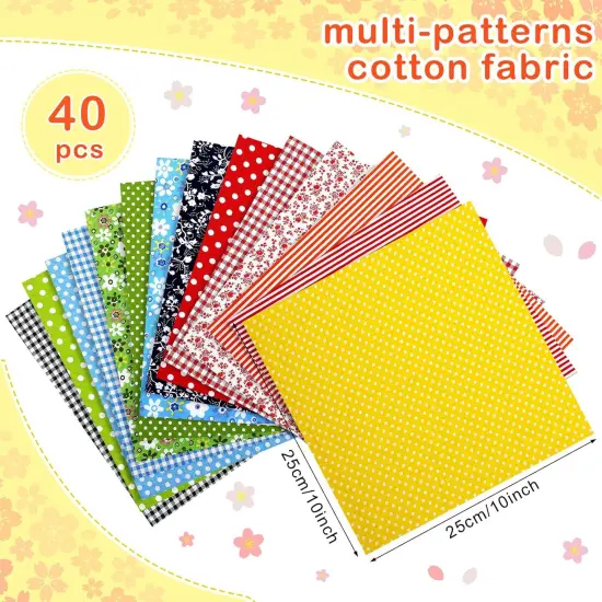 40 Pcs 10 x 10 Inches Summer Floral Quilting Cotton Fabric Bundle Squares Precut Fabric {2}