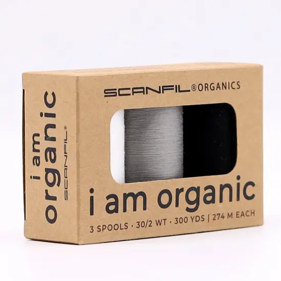 30wt Organic Pima Cotton Thread Trio Set 3ct Achromatic 300 Yards Spools {3}