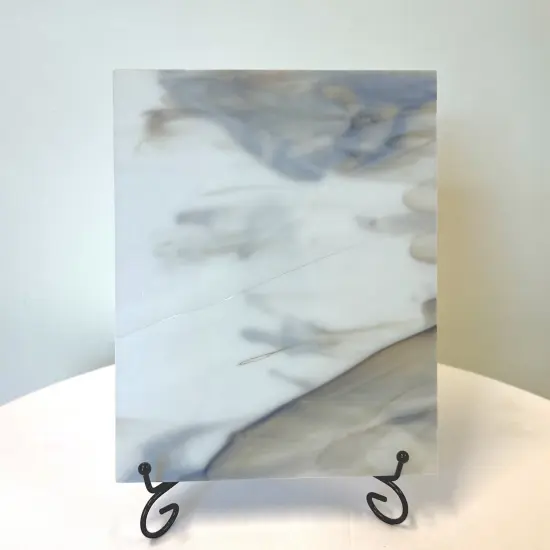 Wissmach Stained Glass Sheet and Mosaic Glass: Medium Gray and Brown Swirled, Dense Opal {3}