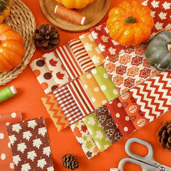 2.6 inch - 40 Pcs Fall Pre-Cut Fabric Thanksgiving Jelly Fabric {4}