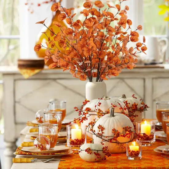 6pcs Artificial Fall Eucalyptus Leaves Stems {3}