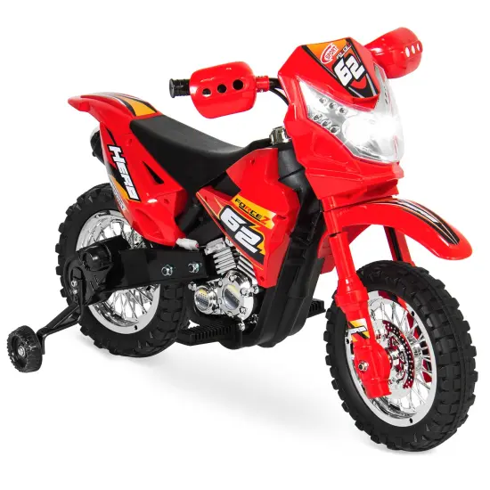 Best Choice Products 6V Kids Electric Battery Powered Ride On Motorcycle w/ Training Wheels, Lights, Music Red {1}