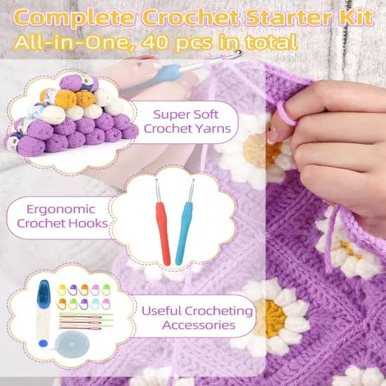 Blanket Crochet Kit for Beginners {4}