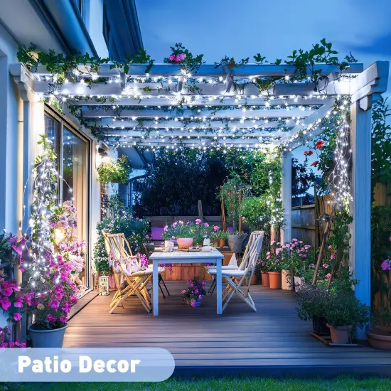 2 Pack Solar String Lights - 33FT, 100 LED (White) {3}