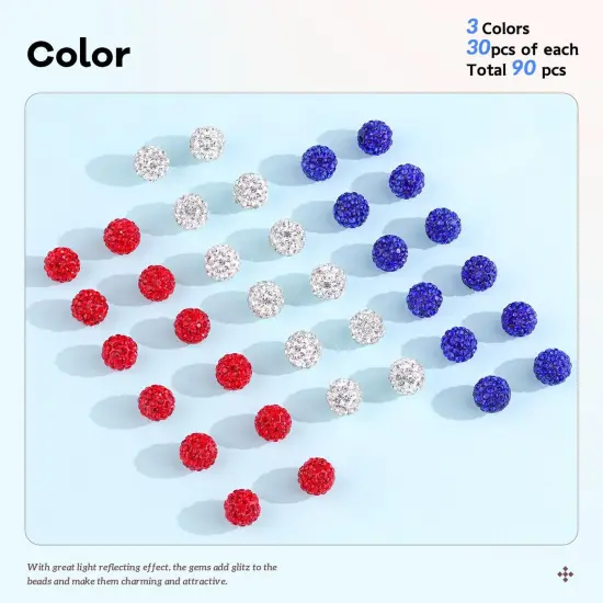 90pcs 10mm Rhinestone Beads for Jewelry Making {2}