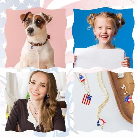 80 Pcs American Flag Patriotic Enamel Charms Pendant {5}