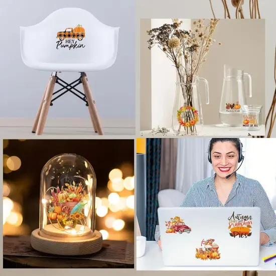 Pumpkin Maple Leaf Transfer Sticker - 20 PCS {5}