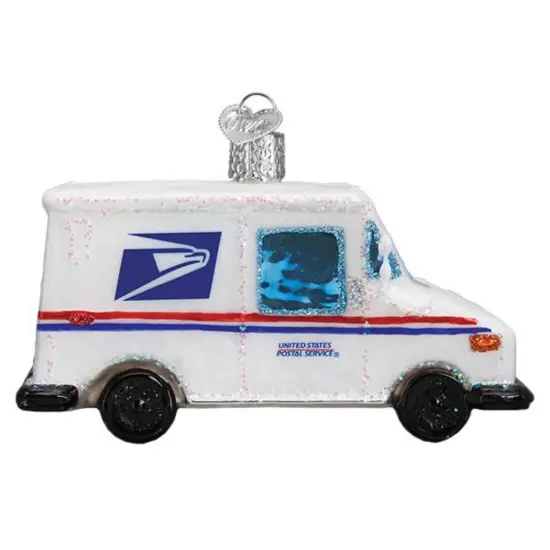 Old World Christmas 2.25 In Usps Mail Truck Tree Ornament , Couriers Postal White {2}