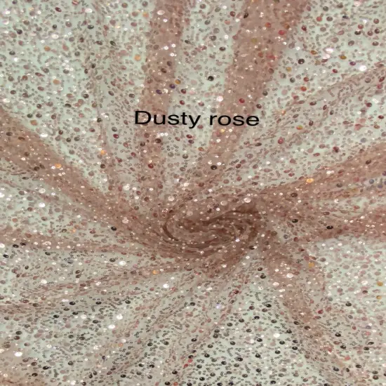 1 Yard Dusty Rose Mesh Lace Fabric With Pearls Sequins Beads For Dresses Gowns {1}