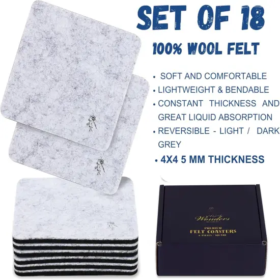 18 pcs Premium Felt Coasters for Drink {2}