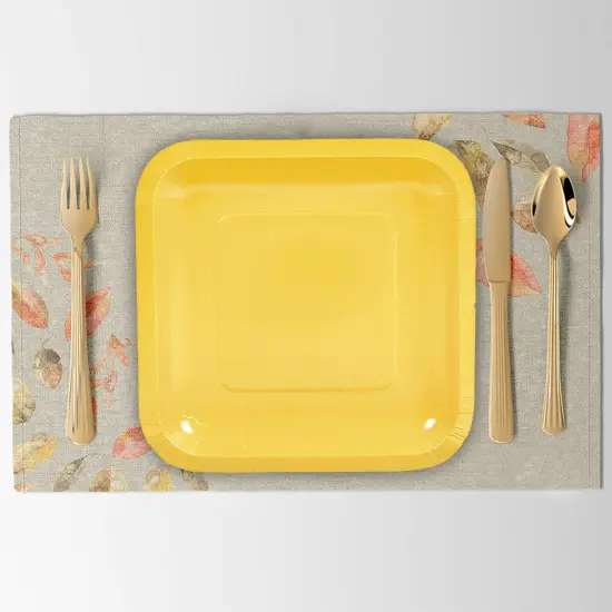 24 Count Yellow Square Paper Dessert Plates Bright Disposable Plates for Party and Event Use 7" {2}