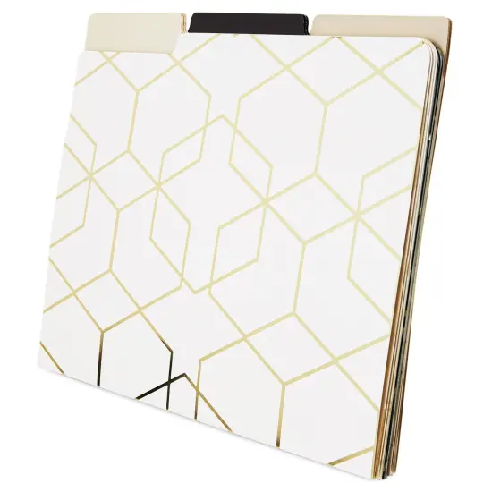 Paper Junkie 12 Pack Decorative File Folders with Geometric Gold Foil, 1/3 Cut Tab, Letter Sized for Office Supplies (9.5 x 11.5 in) {5}