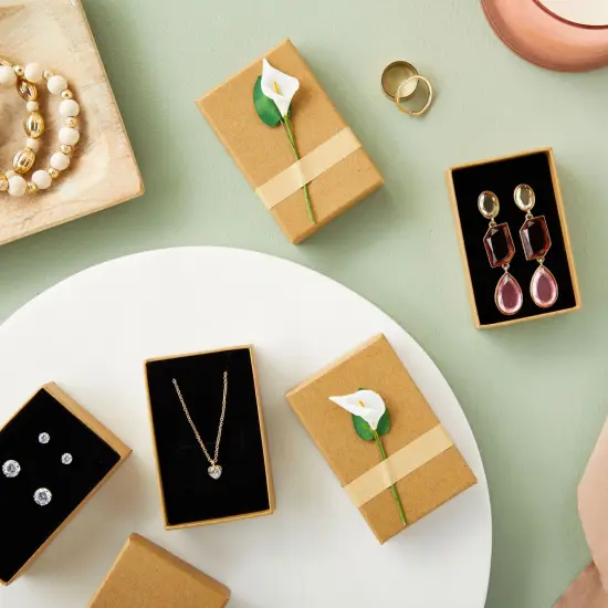 12-Pack Jewelry Gift Boxes with Lids - Lily Flower Small Cardboard Gift Box for Necklace Packaging Bulk (3.5 x 2.2 In) {2}