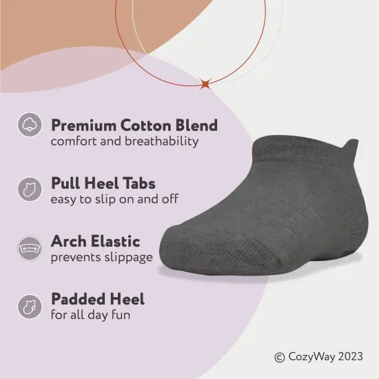 CozyWay Boy Ankle Socks - Comfy Cotton Socks for Boys Ages 3 Years and Up - No Show Soft & Breathable - Multi Color Blue - 12 Pack Multicolor {2}