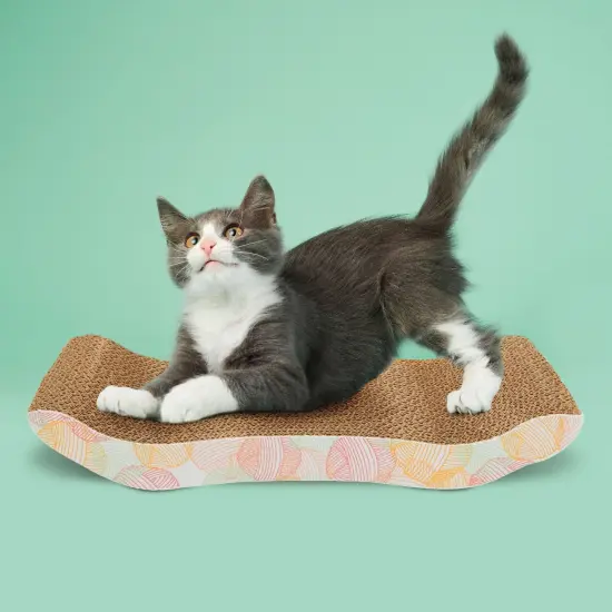 3-Pack Cat Scratcher Bed for Furniture Protection, Training, Indoor Kittens, Reversible Corrugated Cardboard, Modern Sofa Scratching Pad with 3 Catnip Bags (16.75*8*2.4 inches) {3}