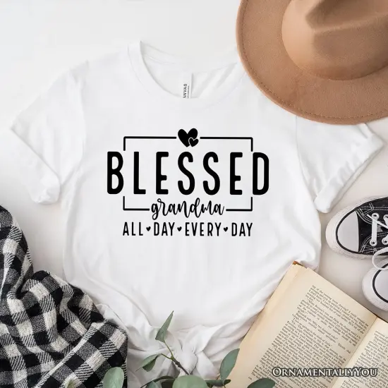 Blessed Grandma T-Shirt, All Day Every Day White and Black Tee for Faithful Grandmothers {7}