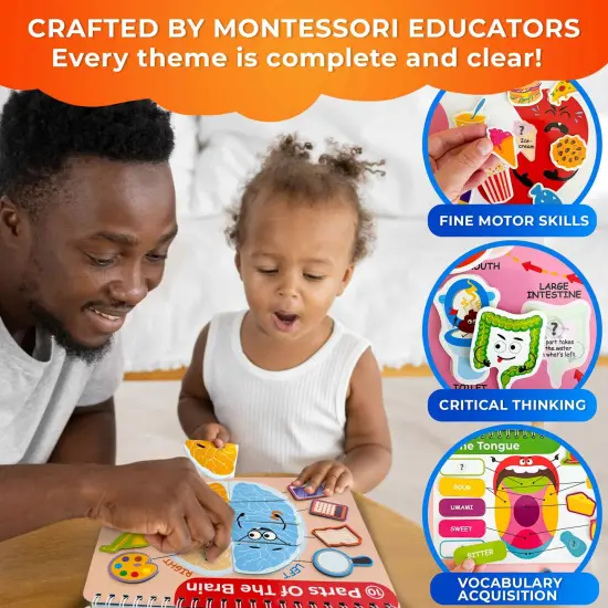 QUOKKA Human Body Busy Books for Kids Ages 4-8 - Fun Human Anatomy Activities for Kids Learning at Home or Classrooms - My Preschool Montessory Busy Book for Toddlers 3-5 I Comes Fully Assembled {4}