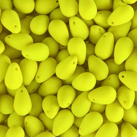 John Bead 114pcs 6x9mm Czech Glass White Alabaster Velvet Drop Bead Strands Yellow {1}